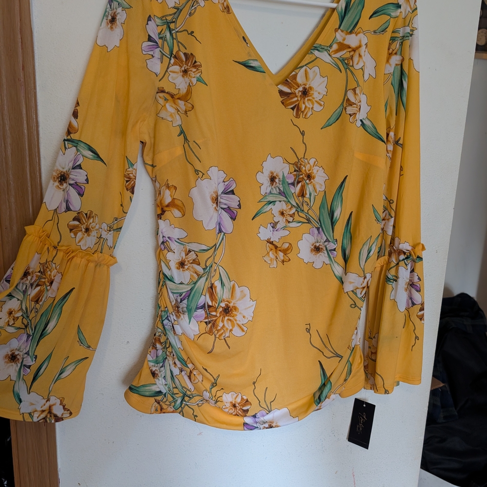 Thalia Sodi Yellow Floral Blouse